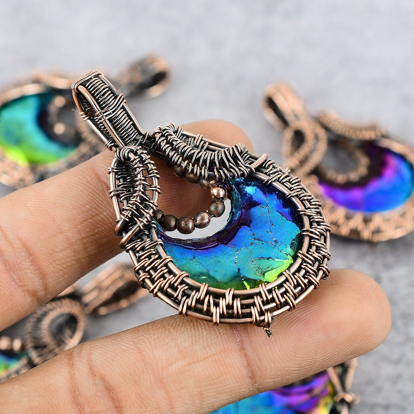 Blue-Green Druzy Gemstone Pendant