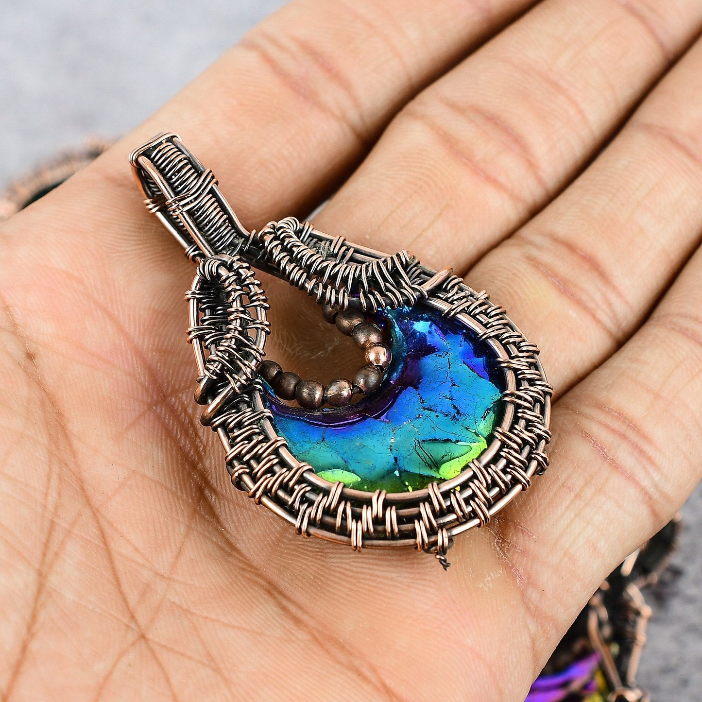 Blue-Green Druzy Gemstone Pendant