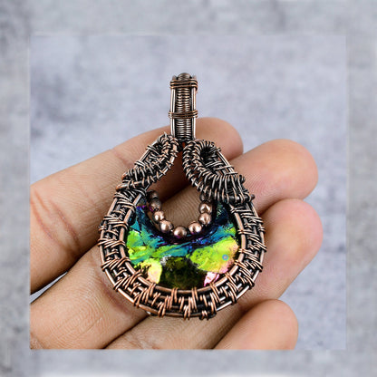 Blue-Green Druzy Gemstone Pendant