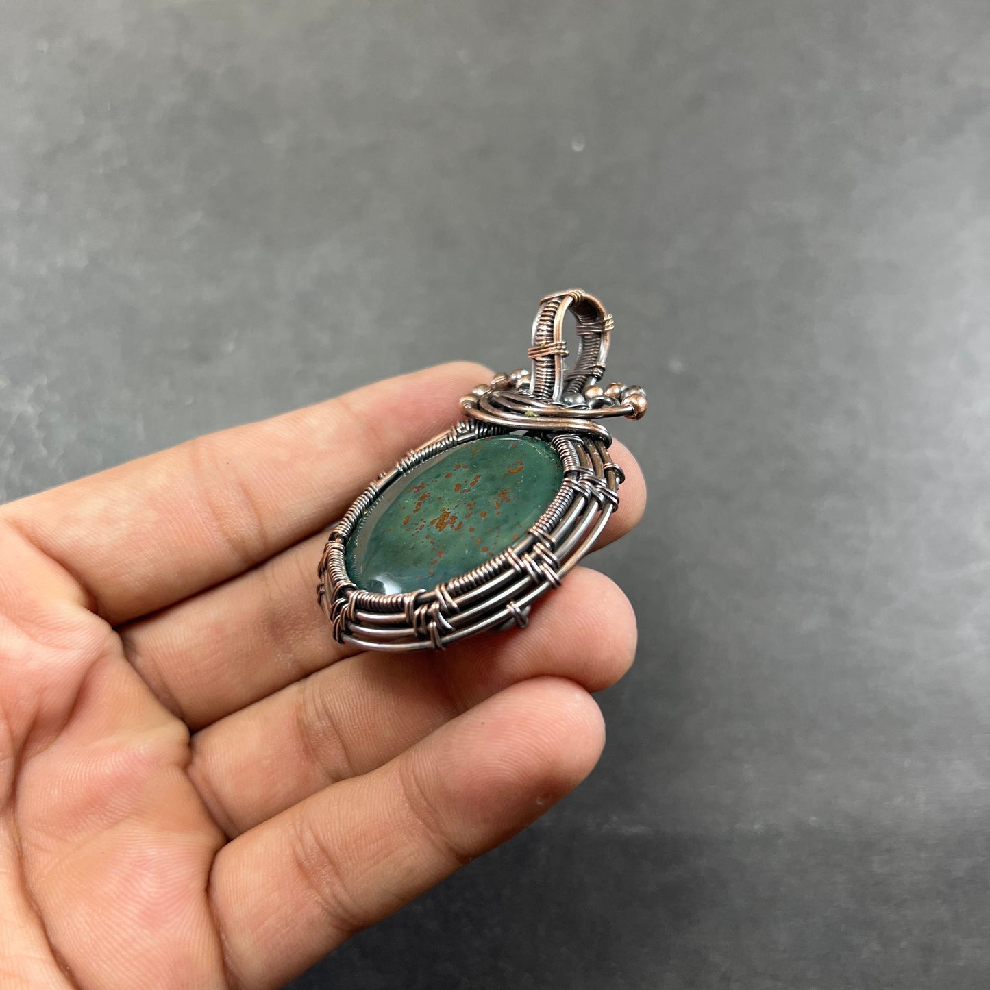 Green Bloodstone Gemstone Pendant