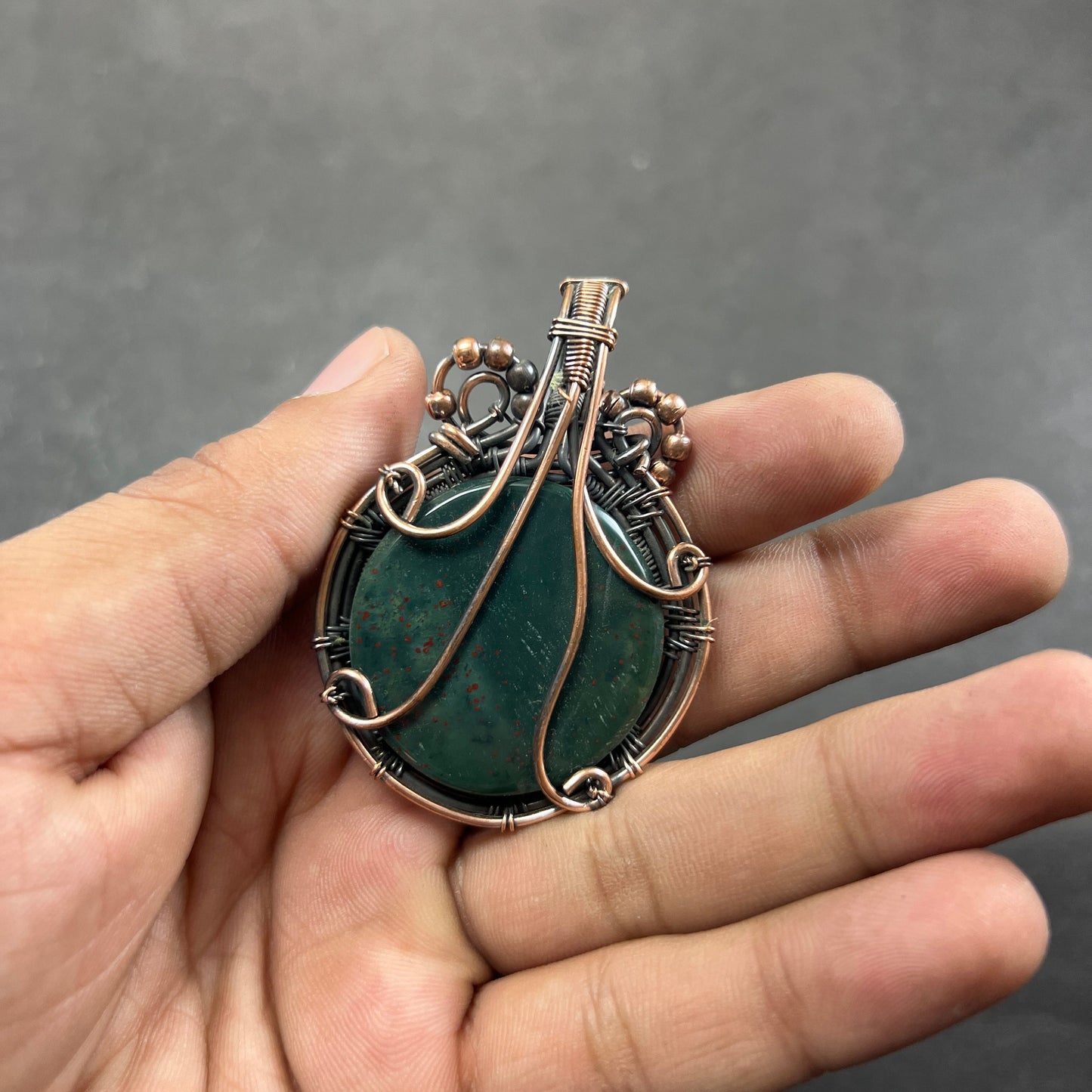 Green Bloodstone Gemstone Pendant