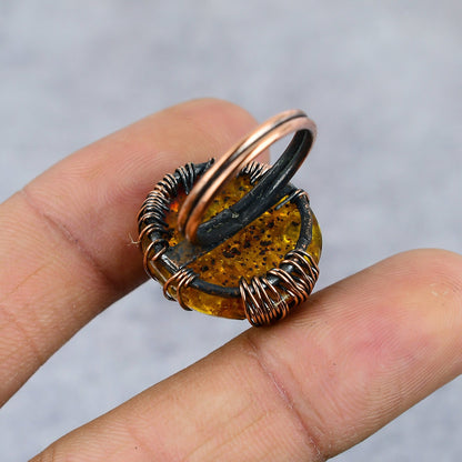 Yellow Baltic Amber Gemstone Ring