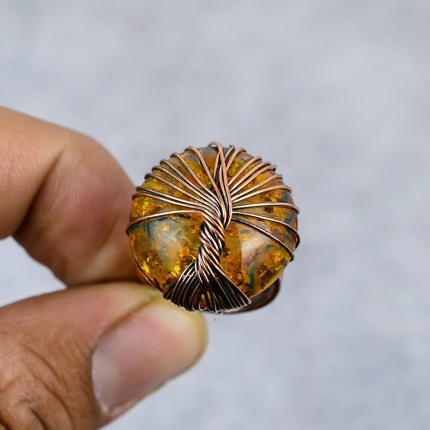 Yellow Baltic Amber Gemstone Ring