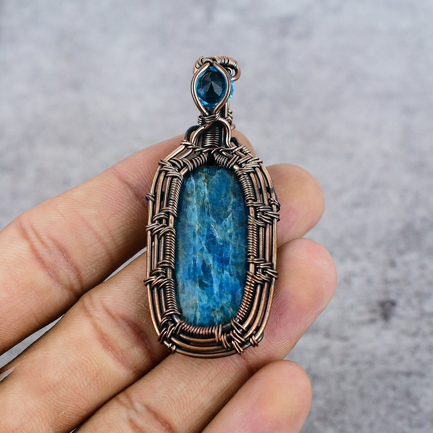 Neon Blue Apatite Gemstone Pendant