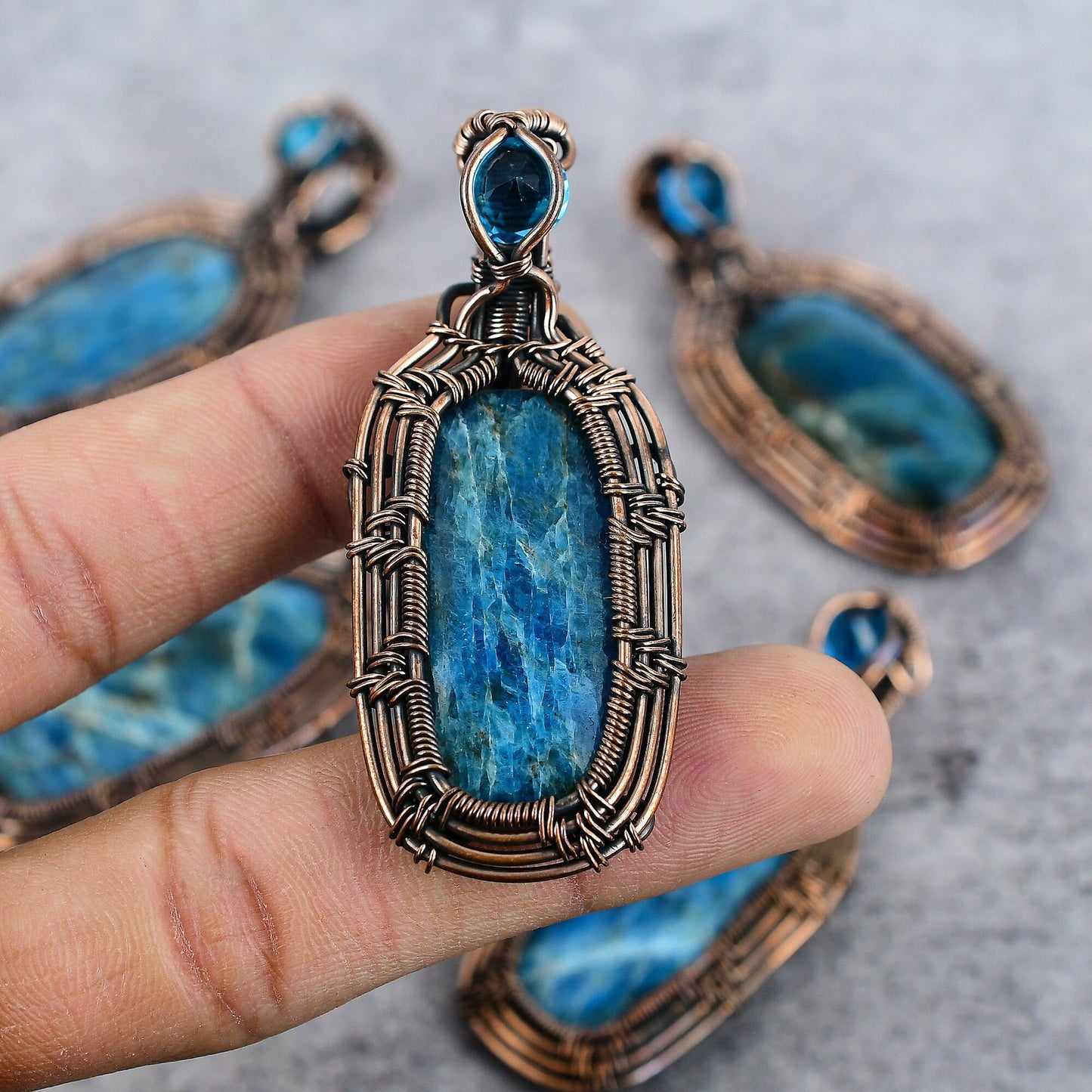 Neon Blue Apatite Gemstone Pendant