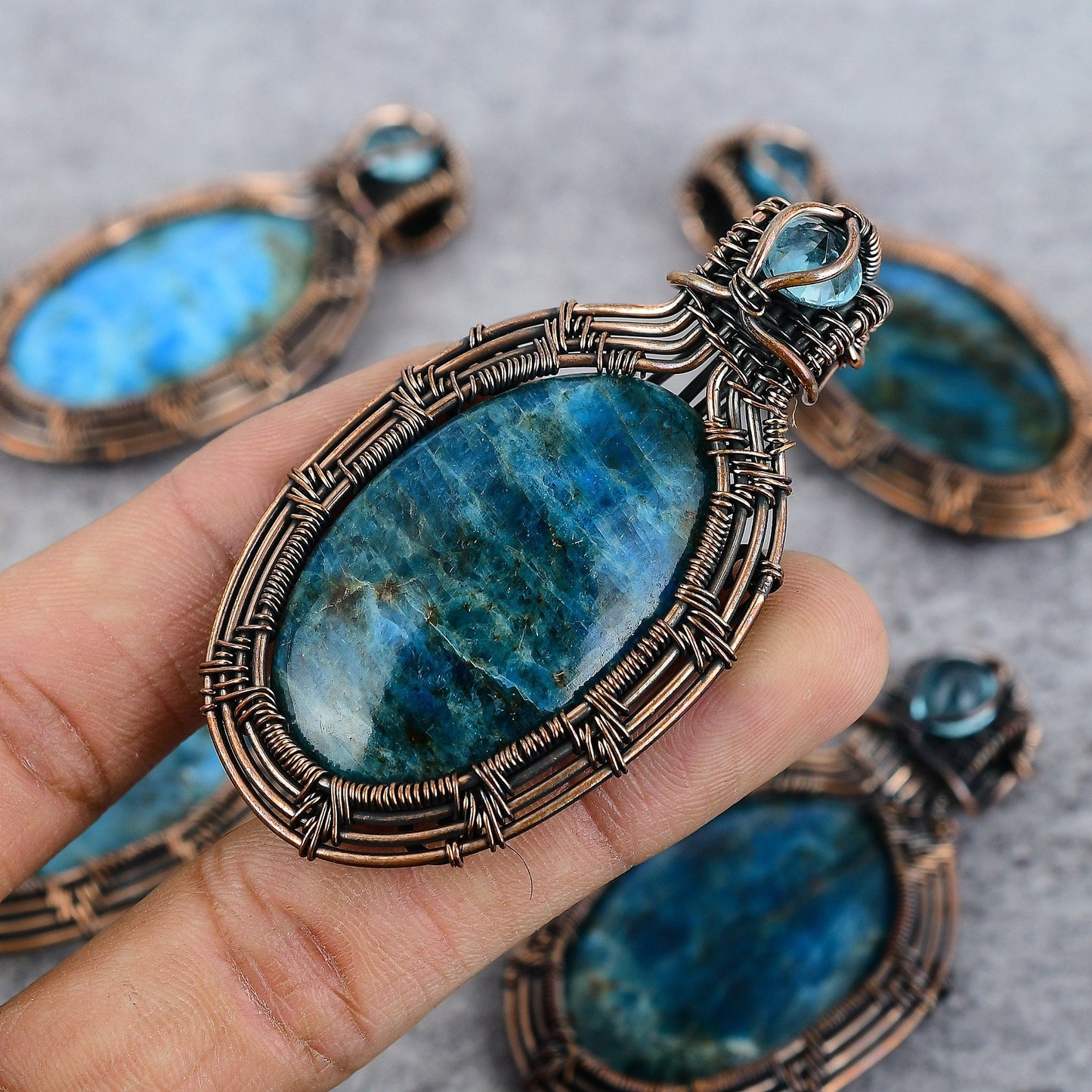 Neon Blue Apatite Gemstone Pendant