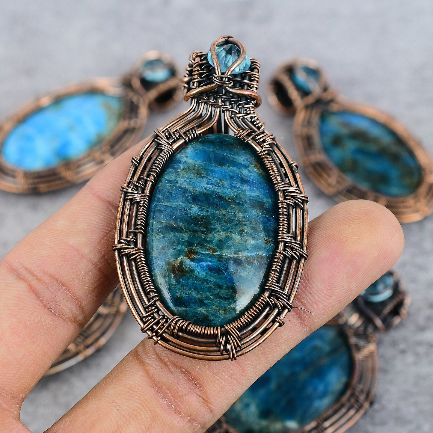 Neon Blue Apatite Gemstone Pendant