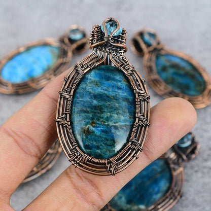 Neon Blue Apatite Gemstone Pendant