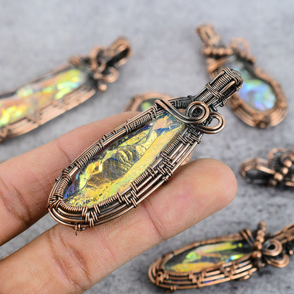Peacock Aura Druzy Gemstone Pendant