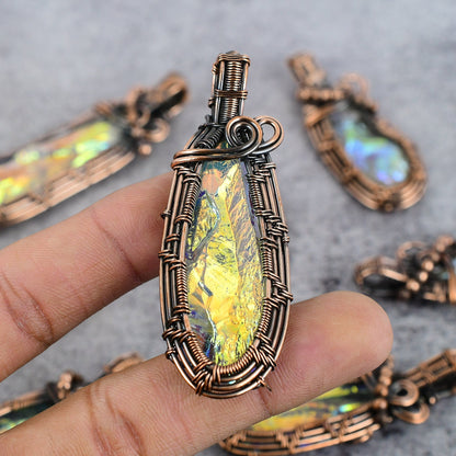 Peacock Aura Druzy Gemstone Pendant