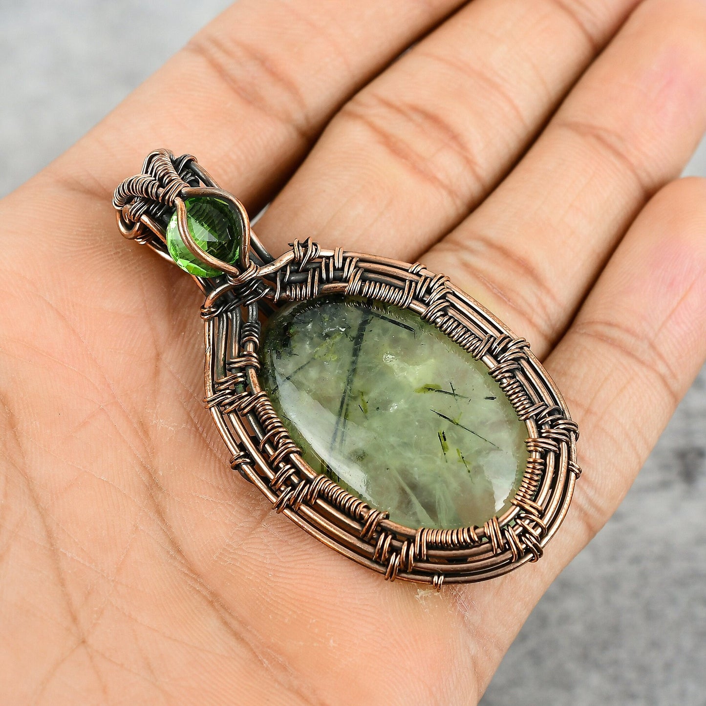 Green Prehnite Gemstone Pendant