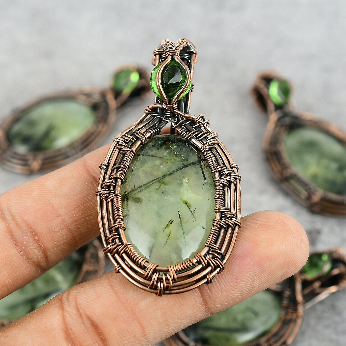 Green Prehnite Gemstone Pendant