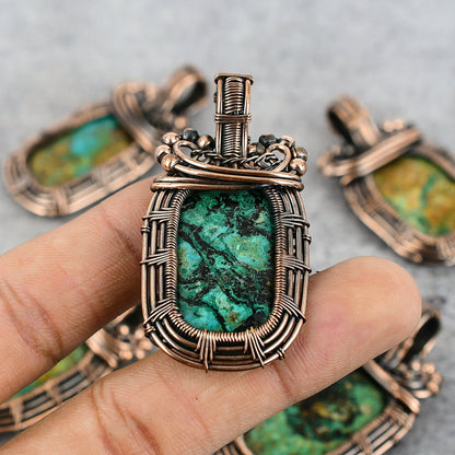 Blue Green Azurite Malachite Gemstone Pendant