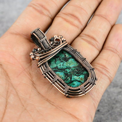 Blue Green Azurite Malachite Gemstone Pendant