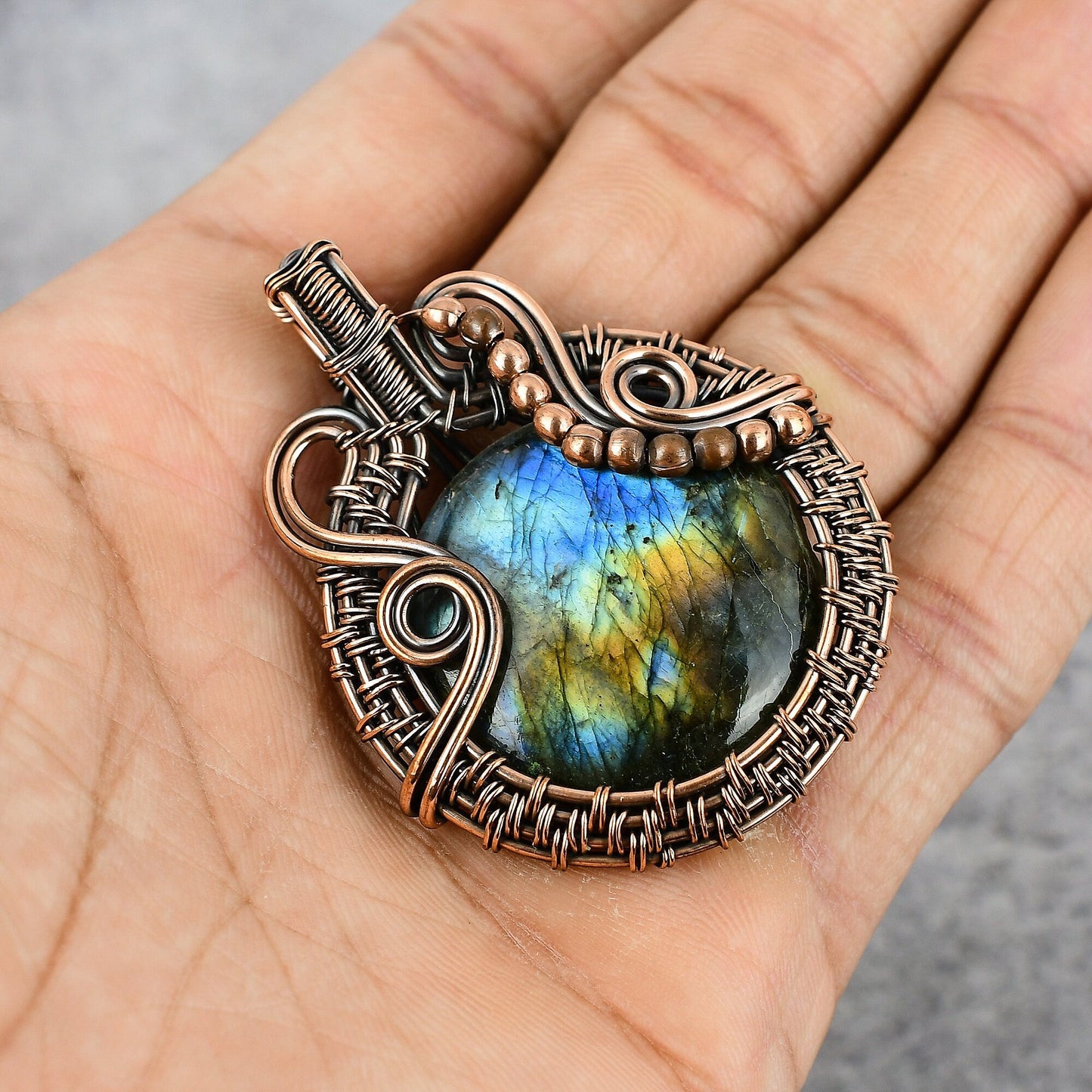 Copper Labradorite Gemstone Pendant