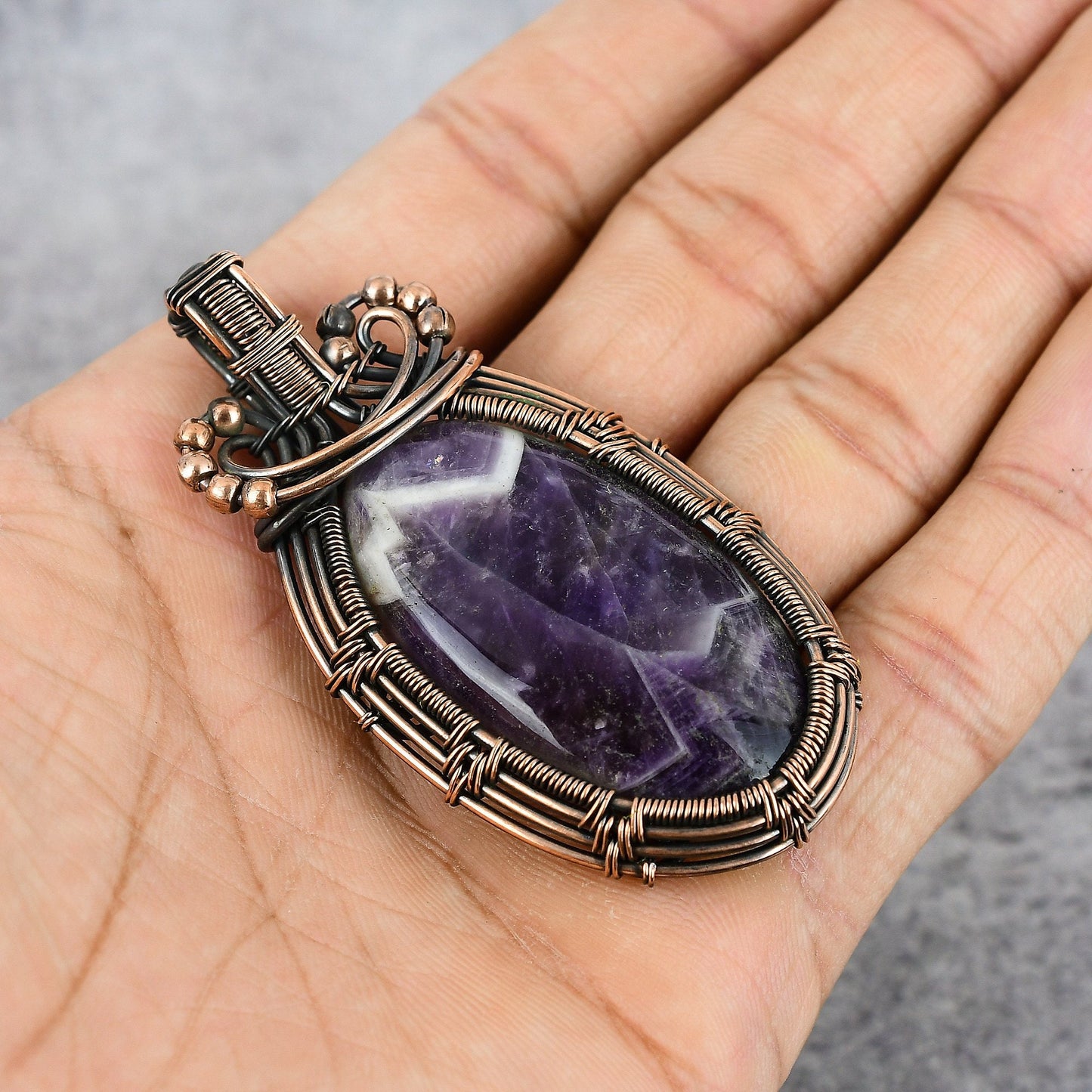 Purple Chevron Amethyst Gemstone Pendant