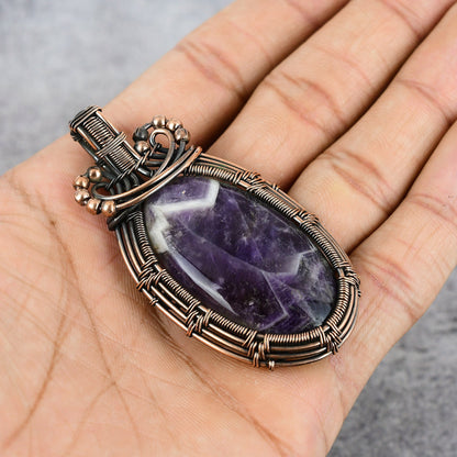 Purple Chevron Amethyst Gemstone Pendant