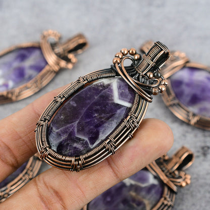 Purple Chevron Amethyst Gemstone Pendant