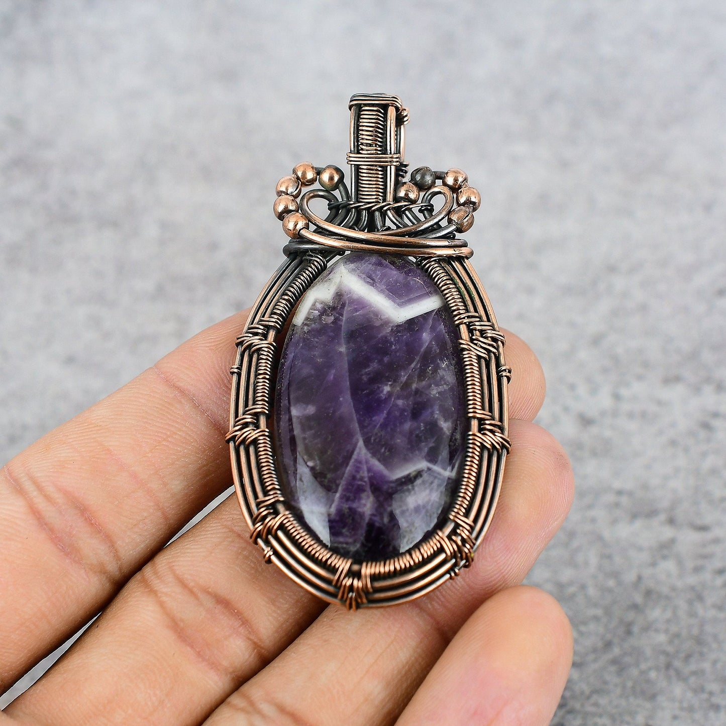 Purple Chevron Amethyst Gemstone Pendant
