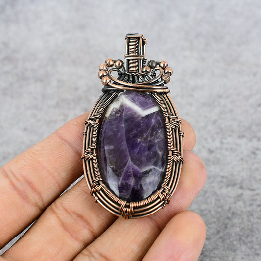 Purple Chevron Amethyst Gemstone Pendant