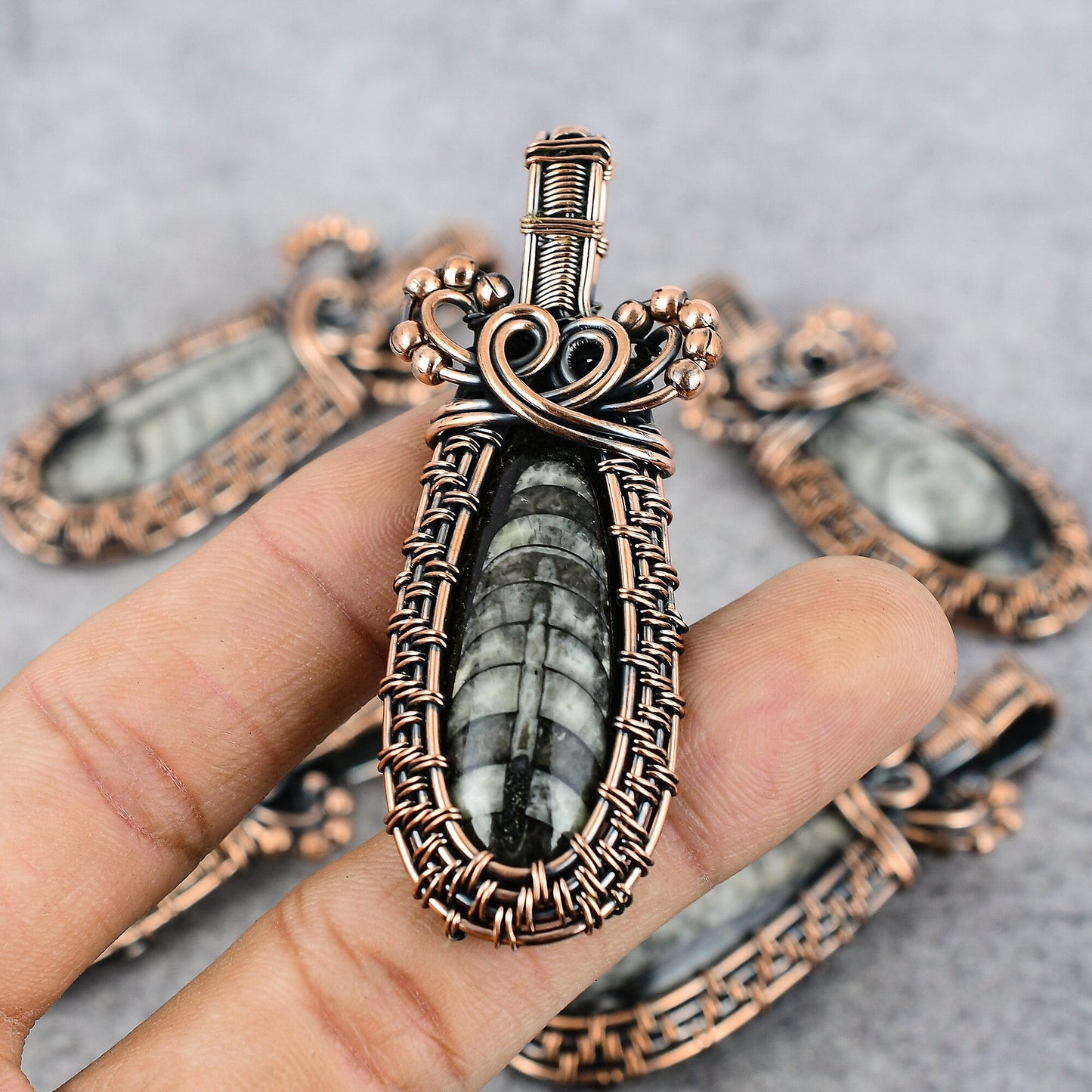 Copper Orthoceras Gemstone Pendant