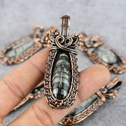 Copper Orthoceras Gemstone Pendant
