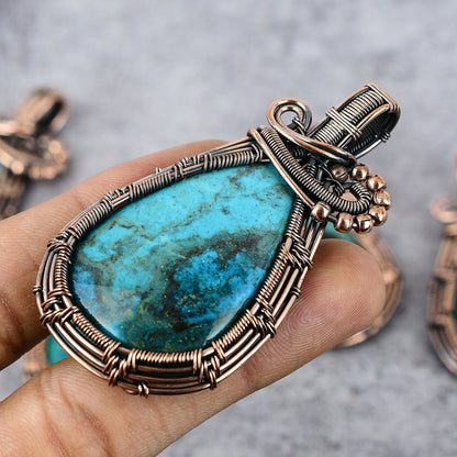 Blue-Green Chrysocolla Gemstone Pendant