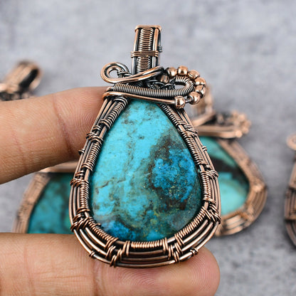Blue-Green Chrysocolla Gemstone Pendant