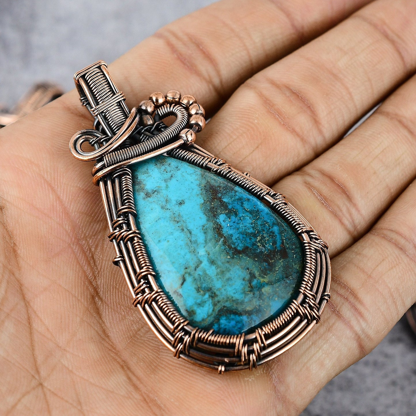 Blue-Green Chrysocolla Gemstone Pendant