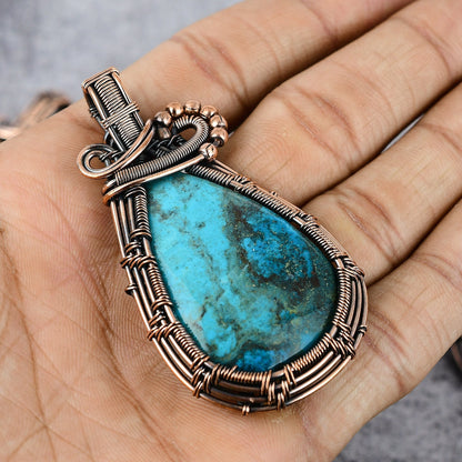 Blue-Green Chrysocolla Gemstone Pendant