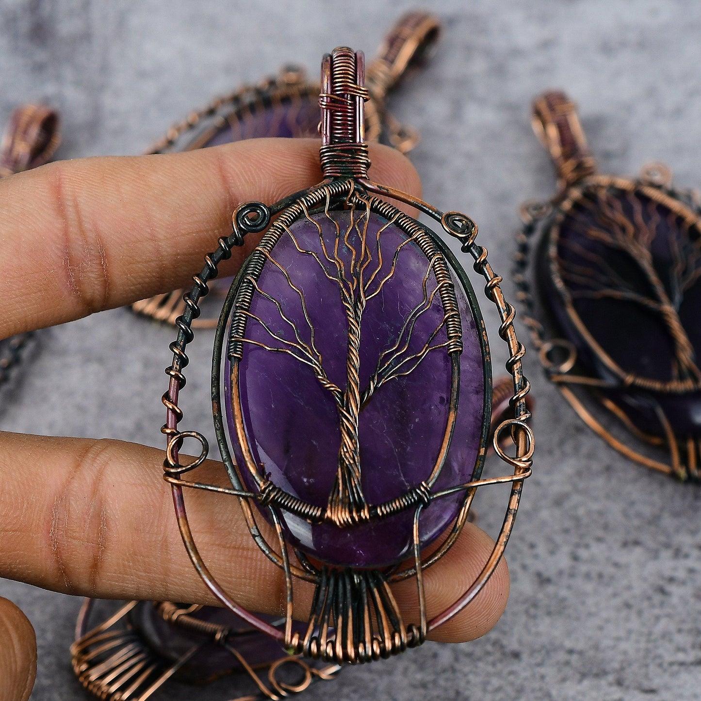 Purple Amethyst Tree of Life Gemstone Pendant