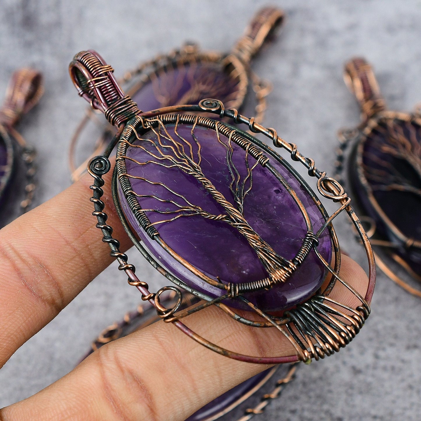 Purple Amethyst Tree of Life Gemstone Pendant