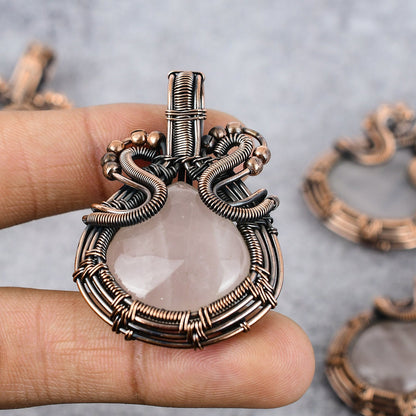Pink Rose Quartz Gemstone Pendant