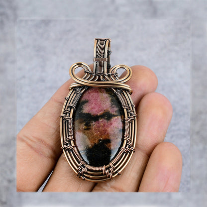 Pink Rhodonite Gemstone Pendant