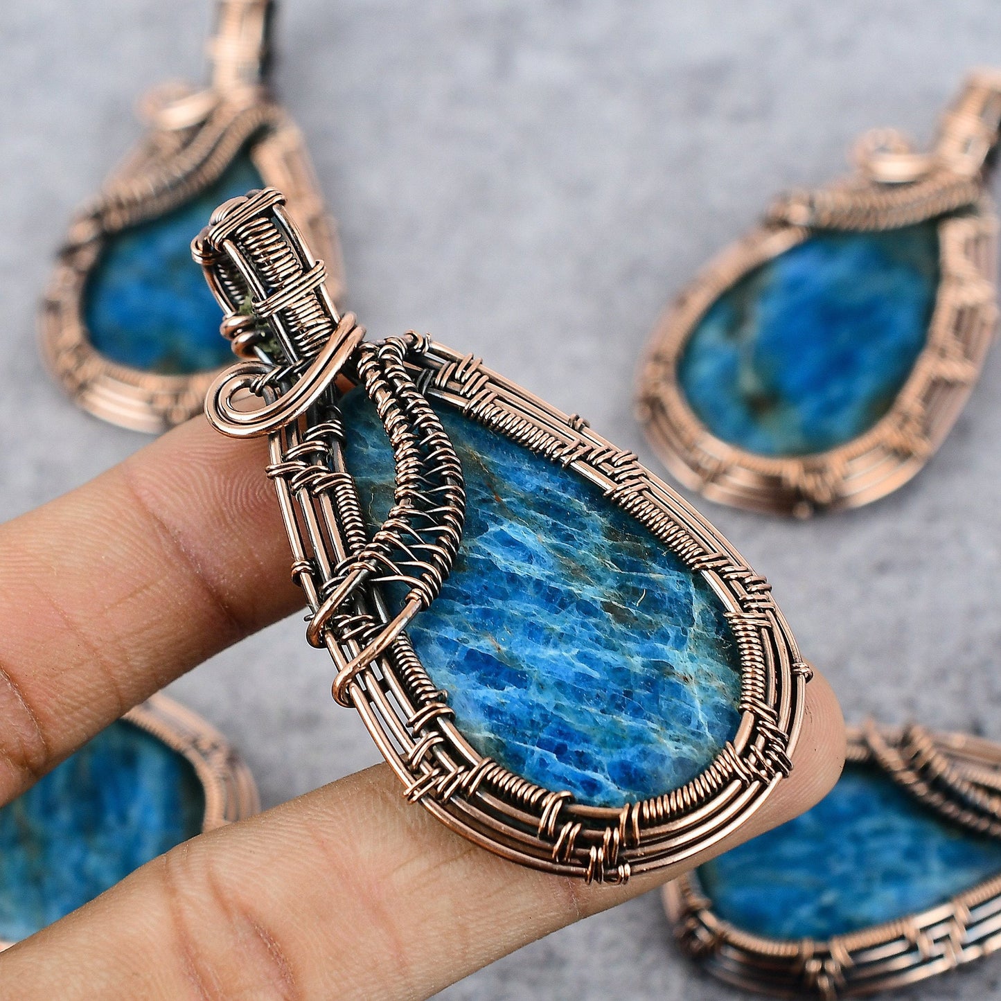 Neon Blue Apatite Gemstone Pendant