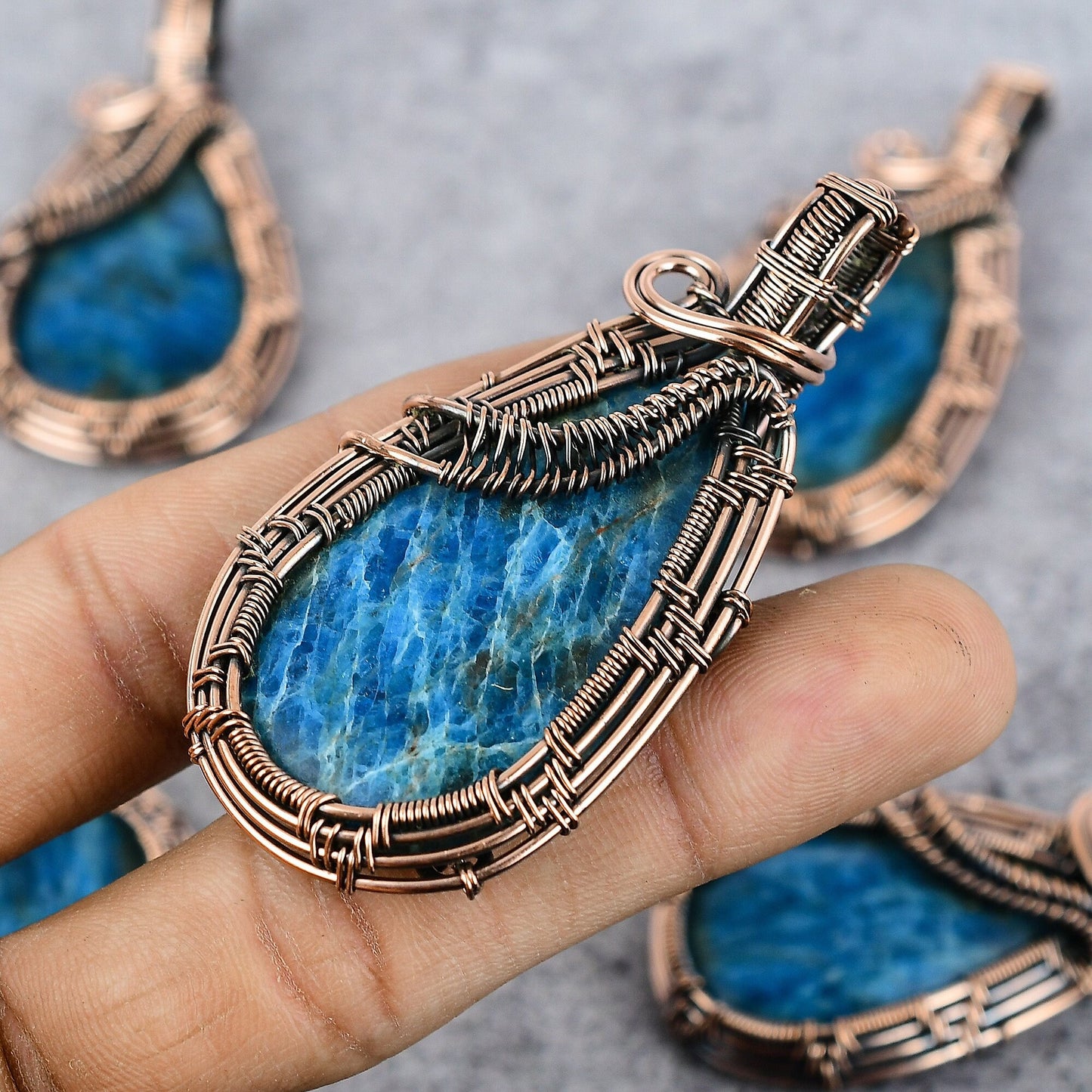 Neon Blue Apatite Gemstone Pendant