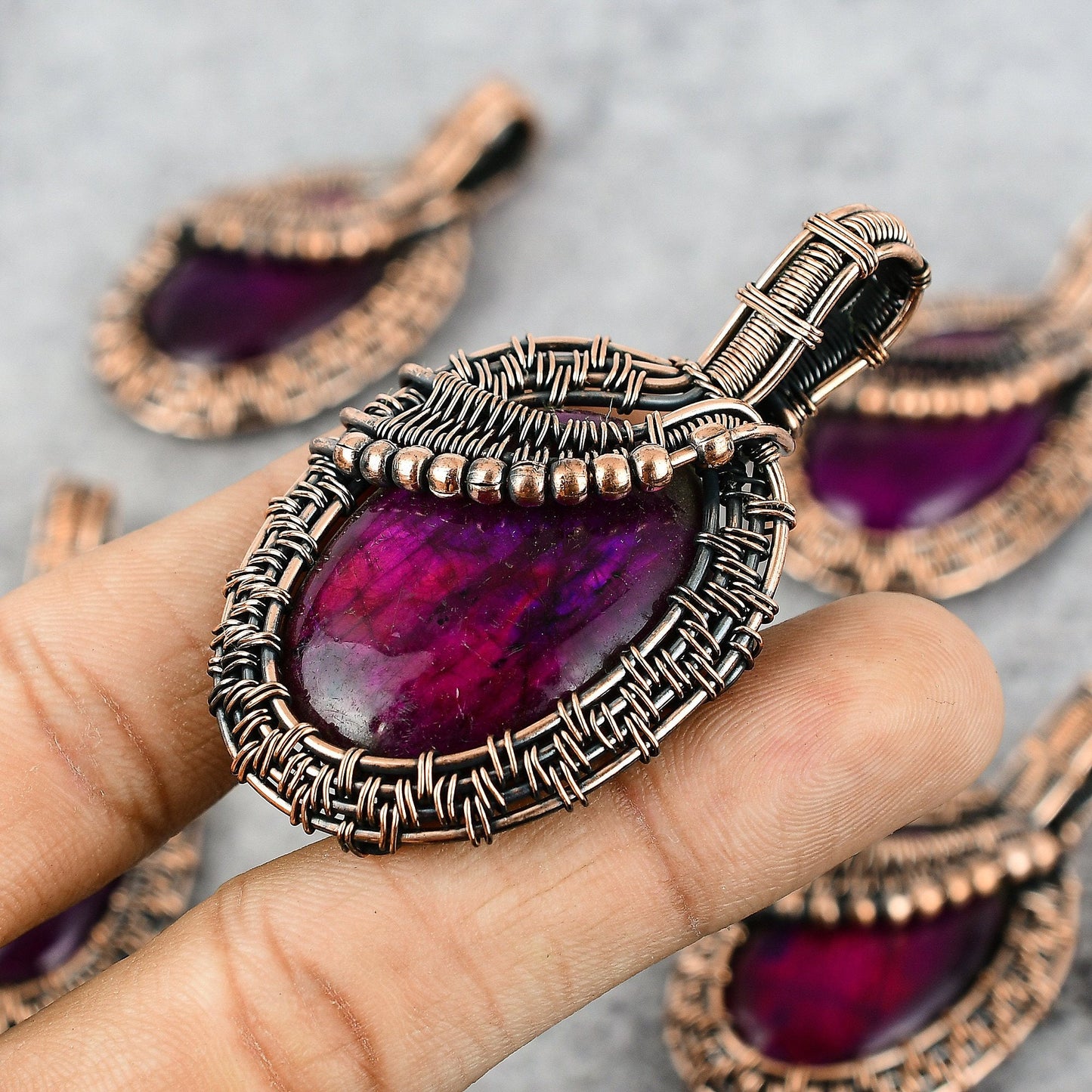 Pink Fire Labradorite Gemstone Pendant
