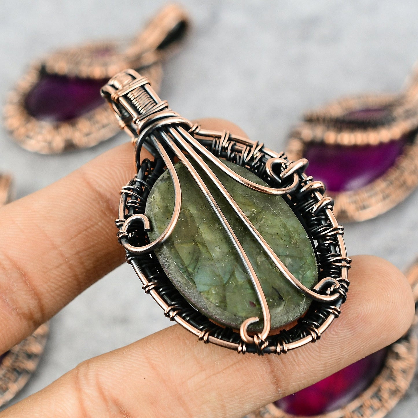Pink Fire Labradorite Gemstone Pendant