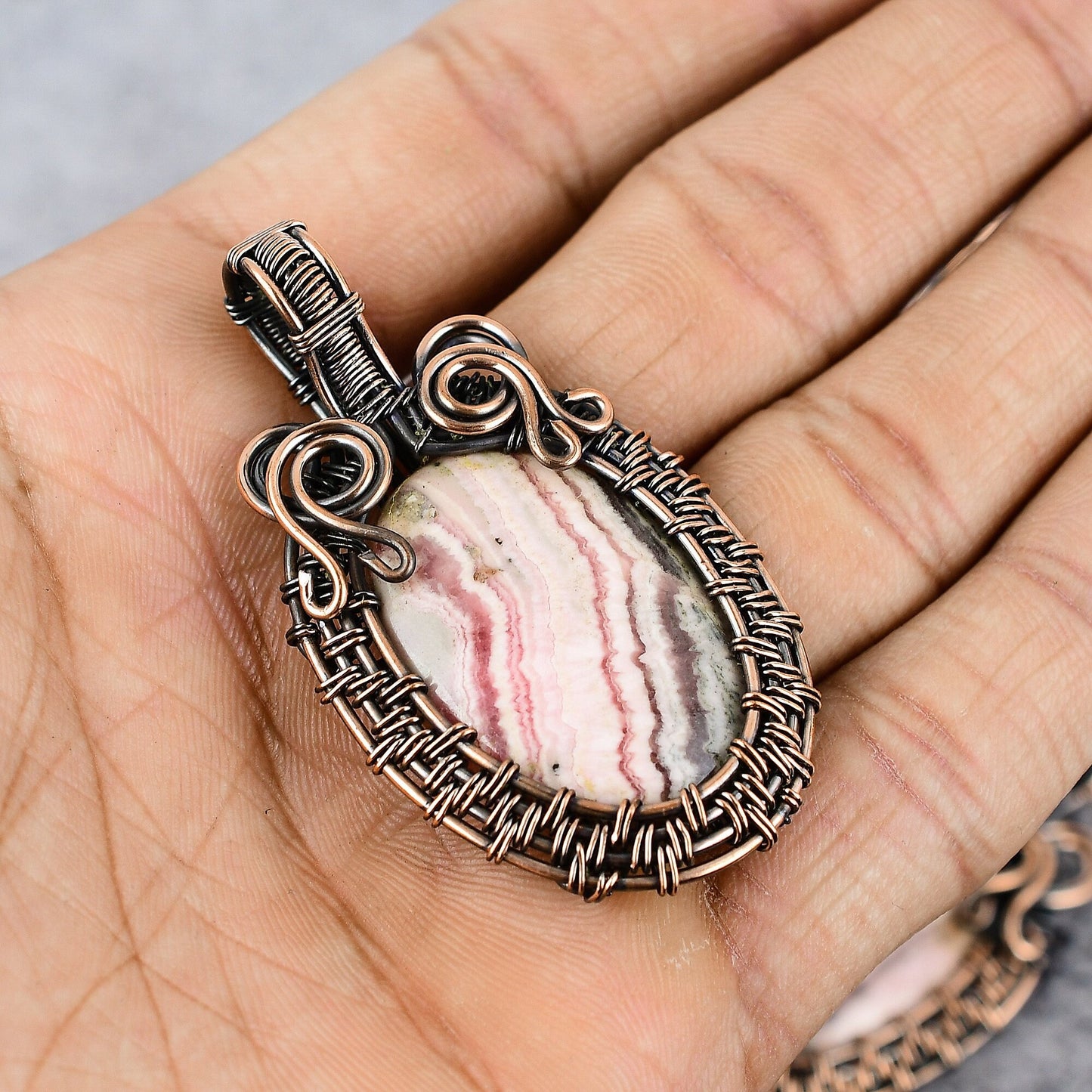 Pink Rhodochrosite Gemstone Pendant