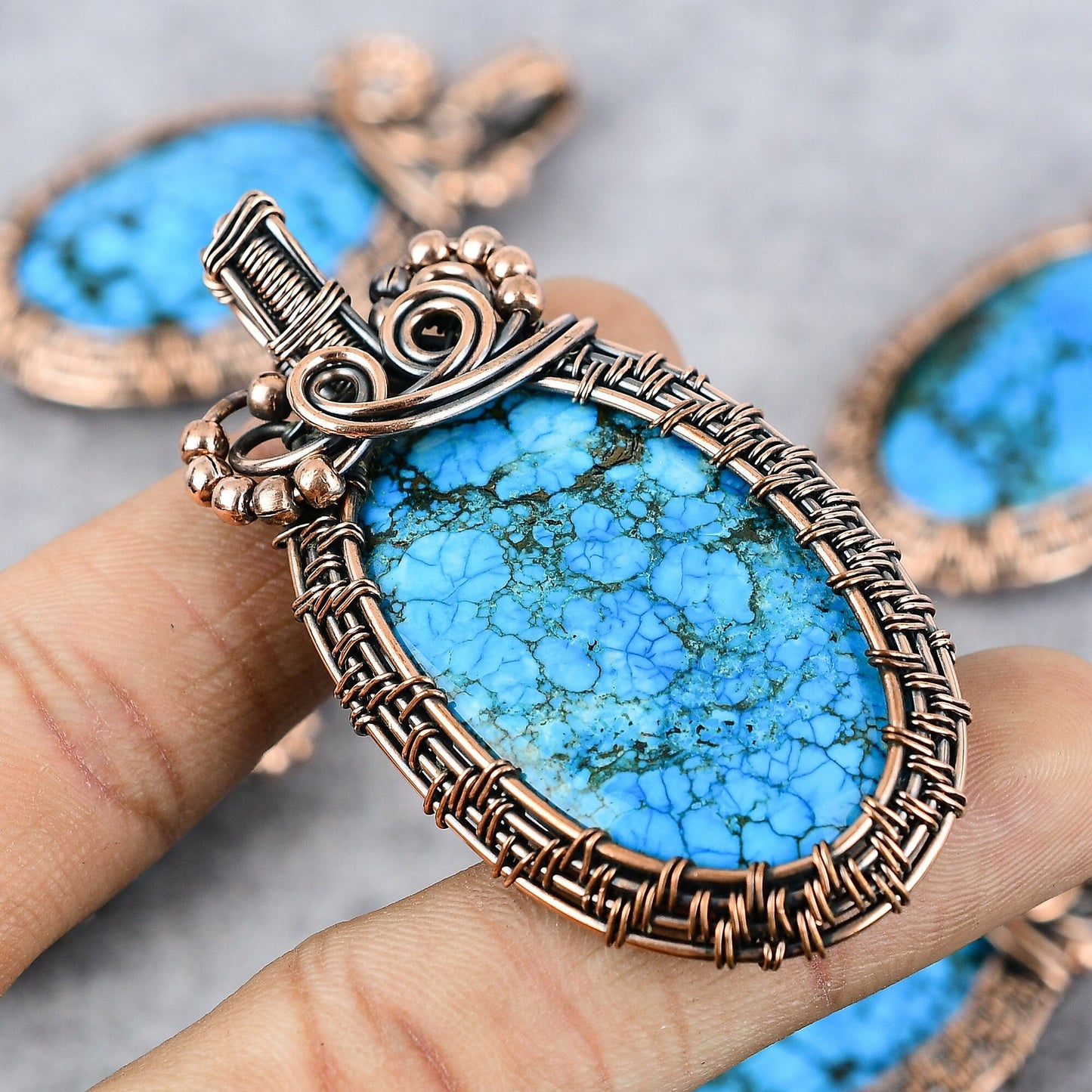 Turquoise Gemstone Copper Pendant
