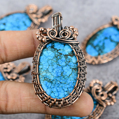 Turquoise Gemstone Copper Pendant