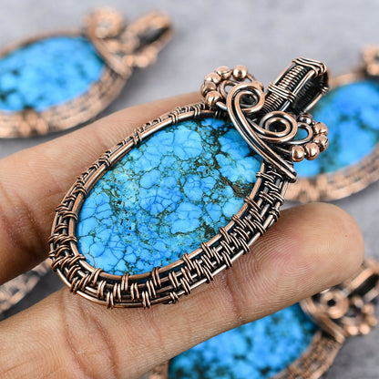 Turquoise Gemstone Copper Pendant