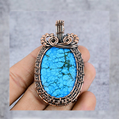 Turquoise Gemstone Copper Pendant