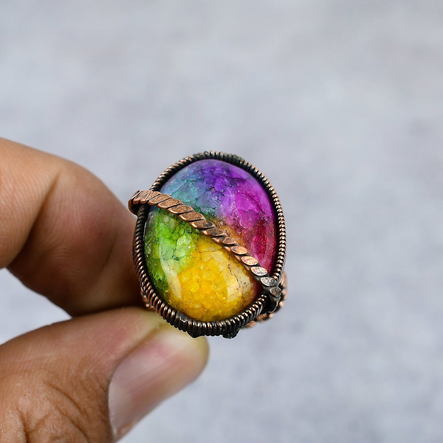 Rainbow Solar Quartz Gemstone Ring