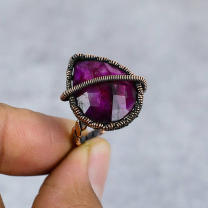 Kashmir Red Ruby Gemstone Copper Ring