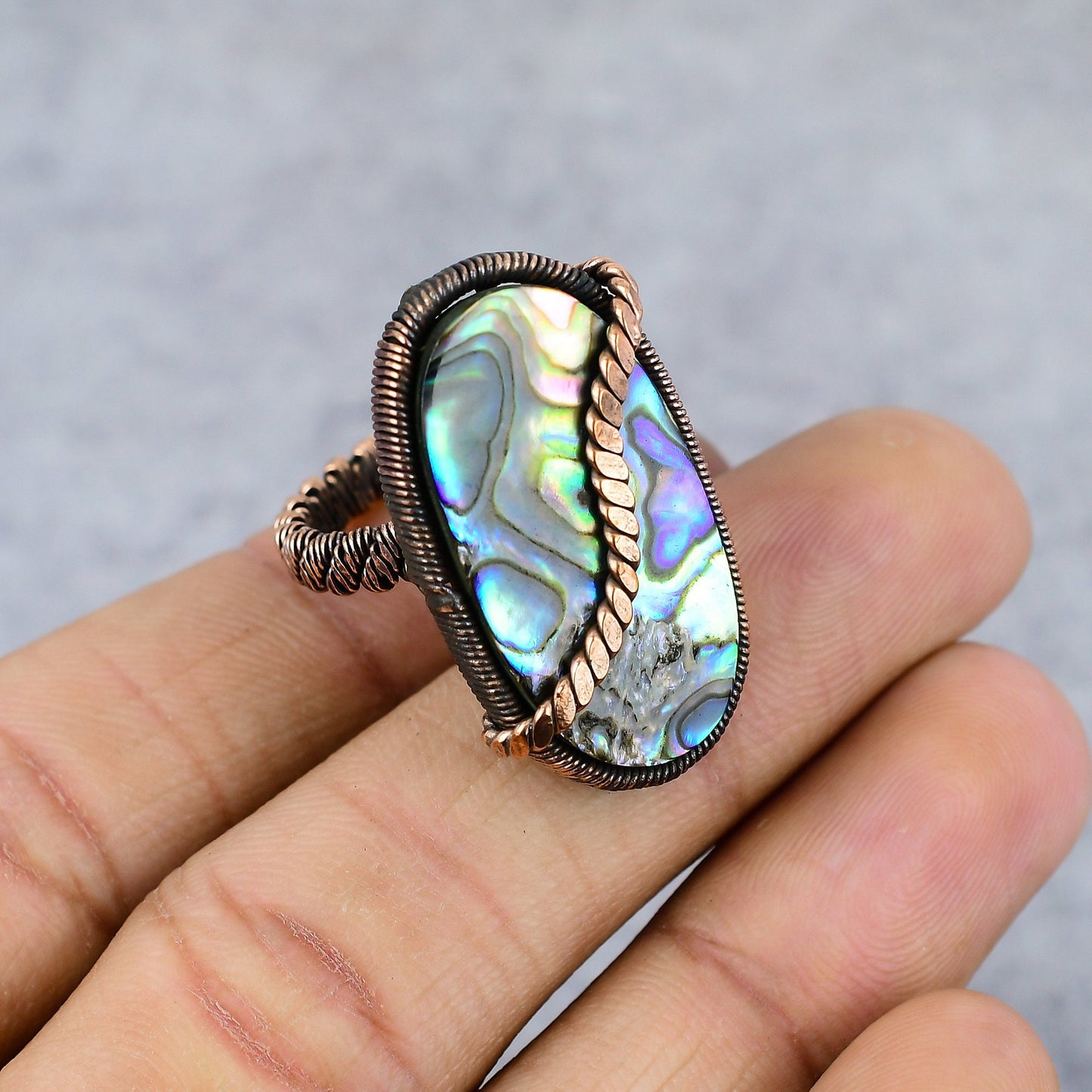 Copper Abalone Gemstone Ring