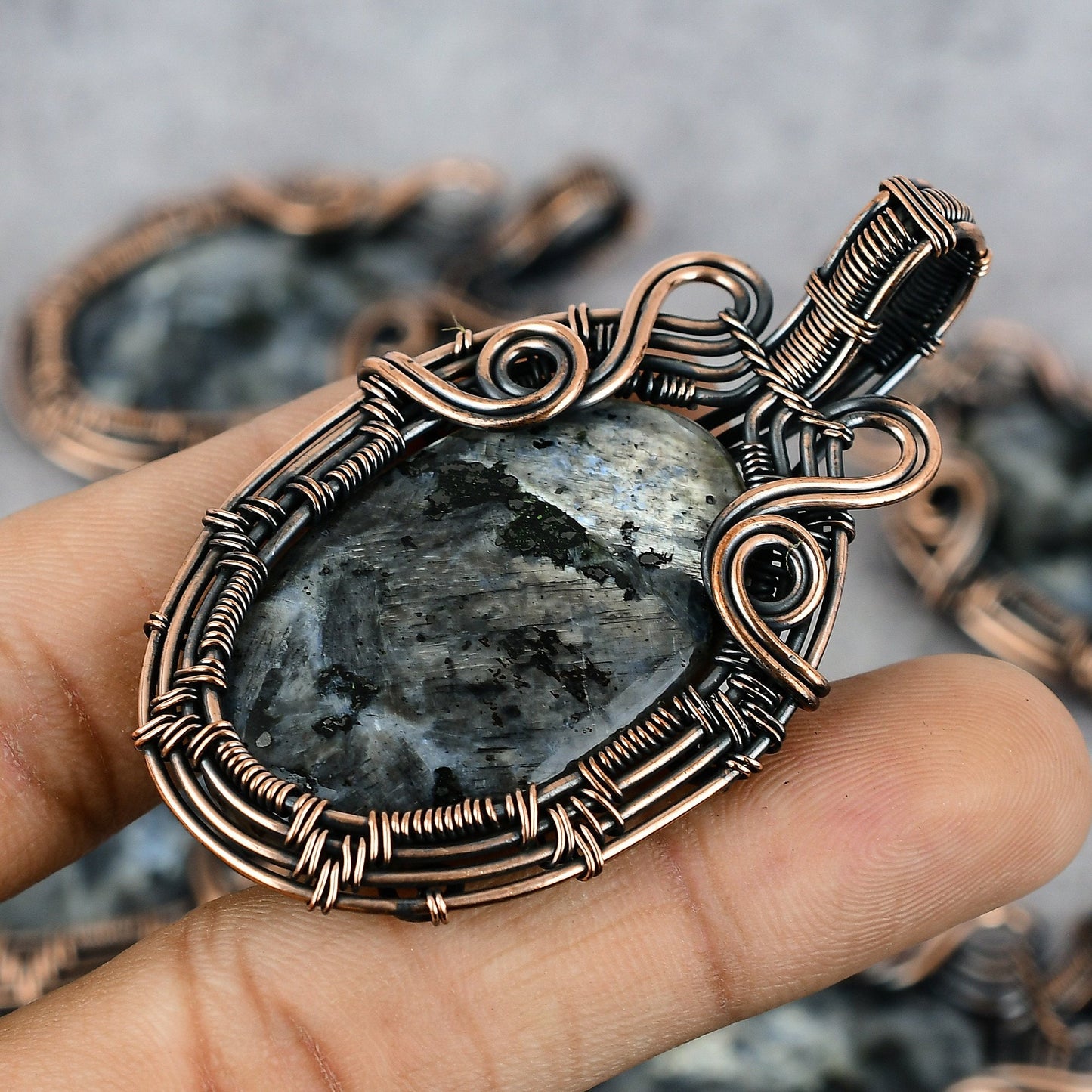 Gray Larvikite Gemstone Pendant