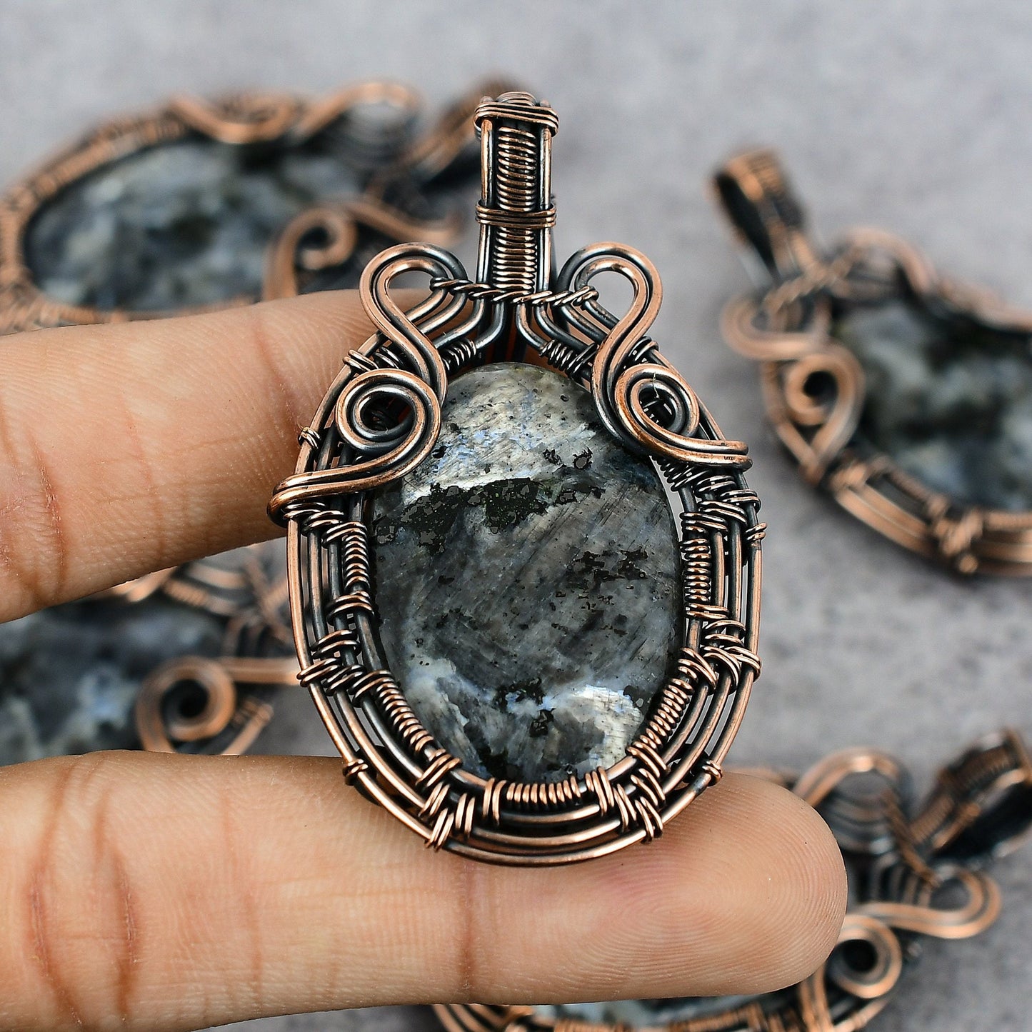 Gray Larvikite Gemstone Pendant