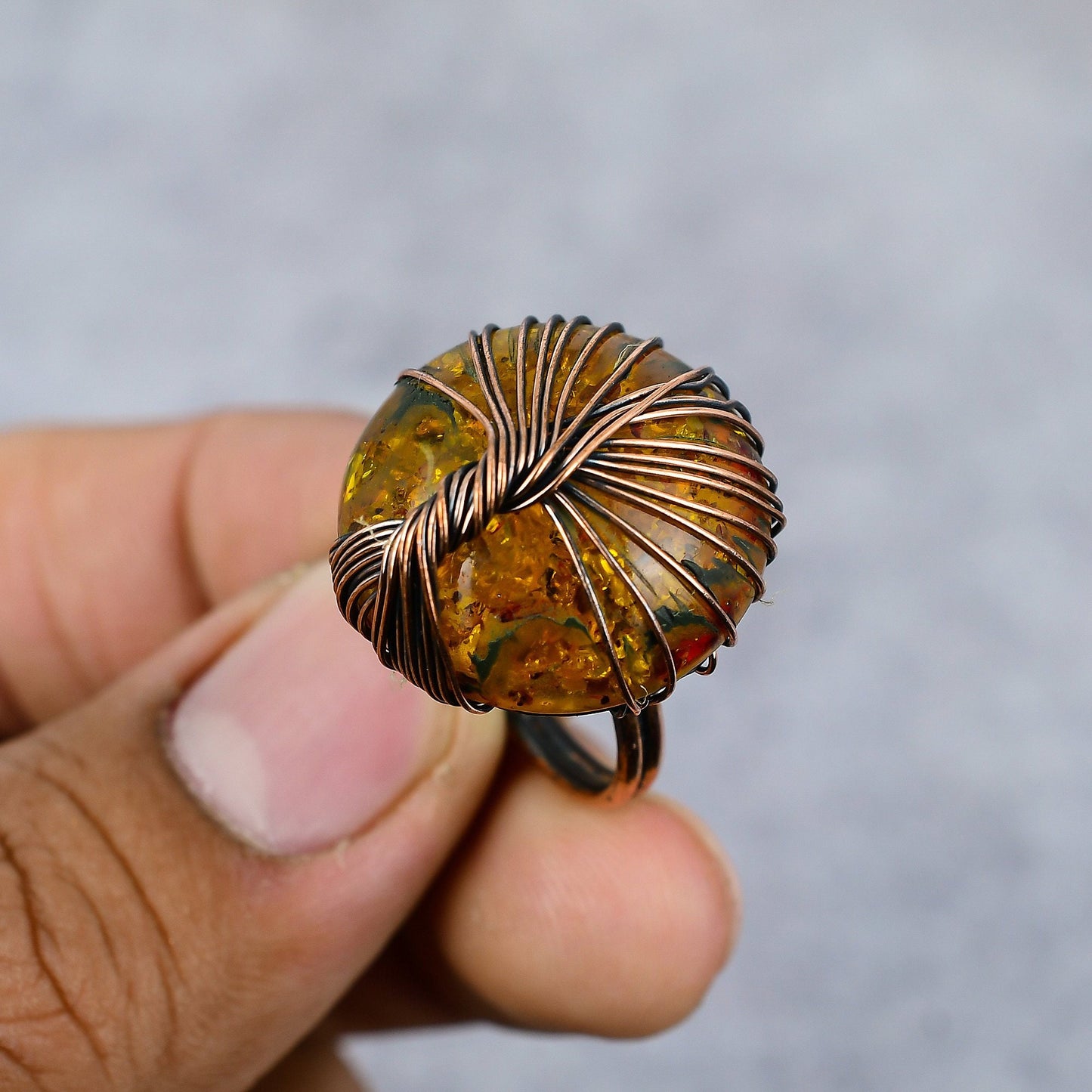 Yellow Baltic Amber Gemstone Ring
