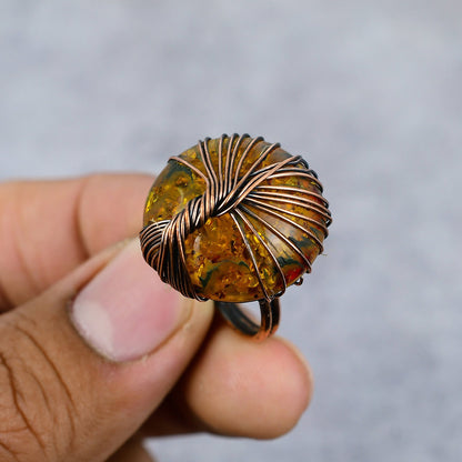 Yellow Baltic Amber Gemstone Ring